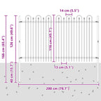 Recinzione ad arco a picchetto Dronten nero - 200x166 cm
