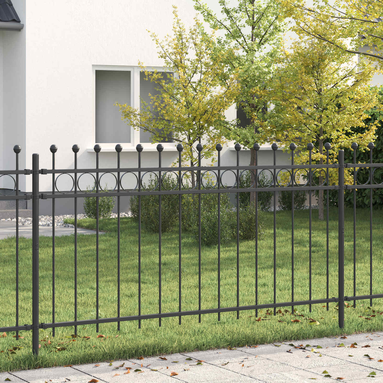 Recinzione a Cerchio Tilburg Nero 200x150 cm Acciaio Verniciato