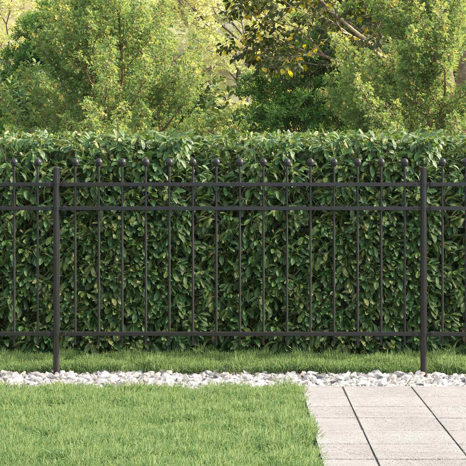 Recinzione a Cerchio Tilburg Nero 200x150 cm Acciaio Verniciato