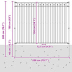 Recinzione a picchetto Baarlo Nero 200x200 cm - Acciaio verniciato a polvere