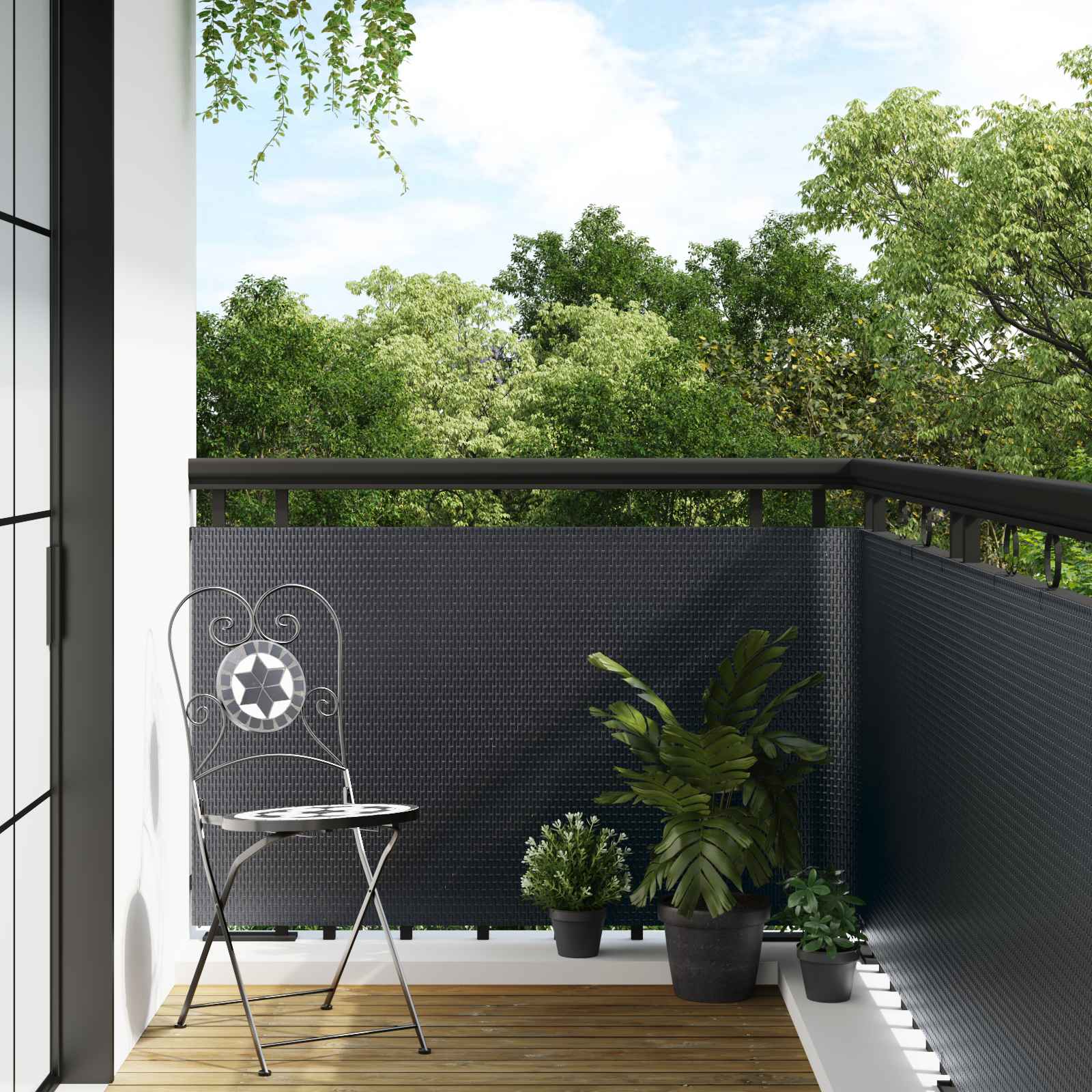 Schermo da balcone Grigio Scuro 400 x 100 cm in polyrattan