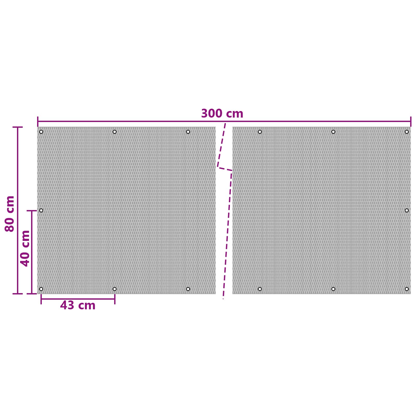 Schermo per Balcone con Occhielli Nero 300x80 cm Polyrattan