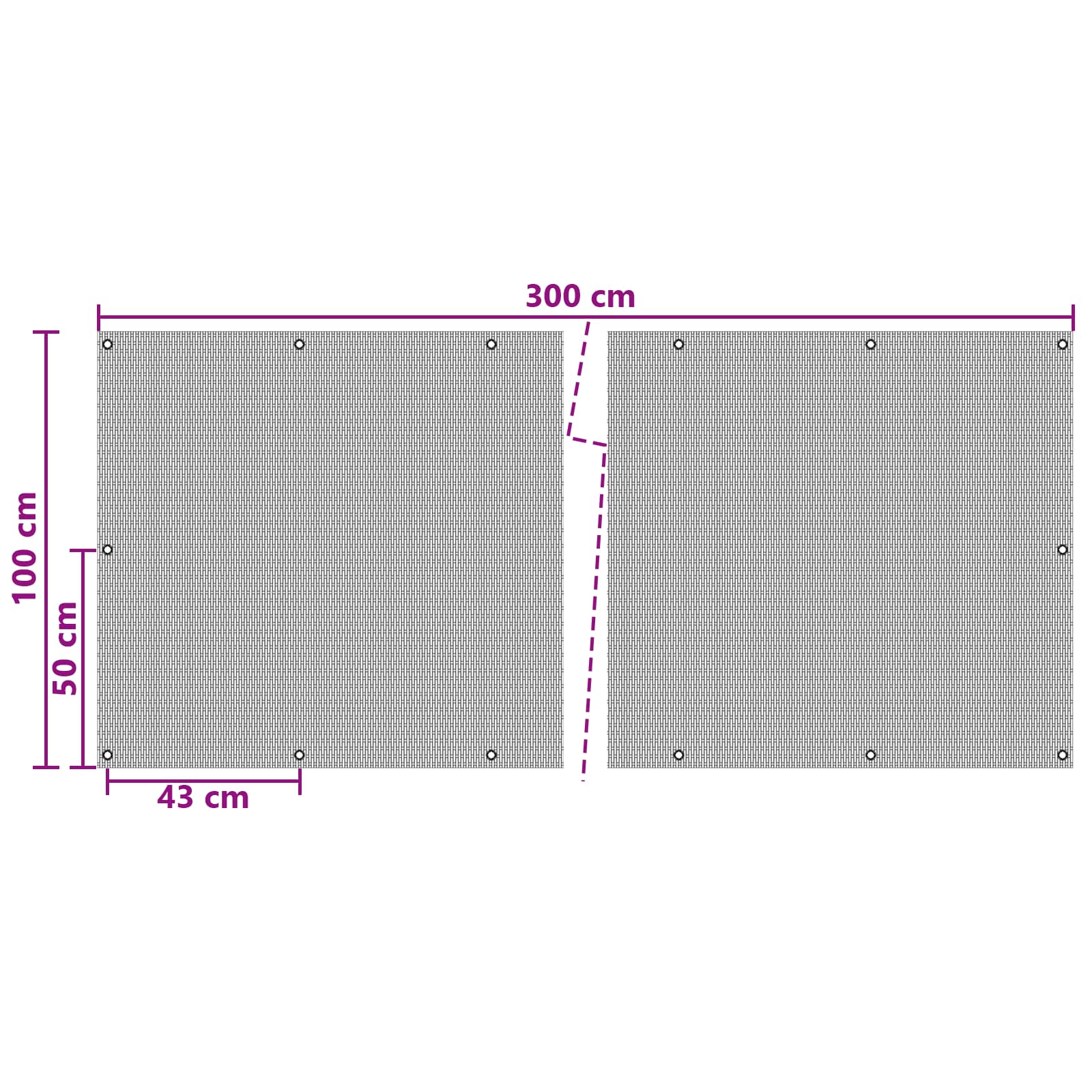 Schermo per Balcone con Occhielli Nero 300x100 cm Polyrattan