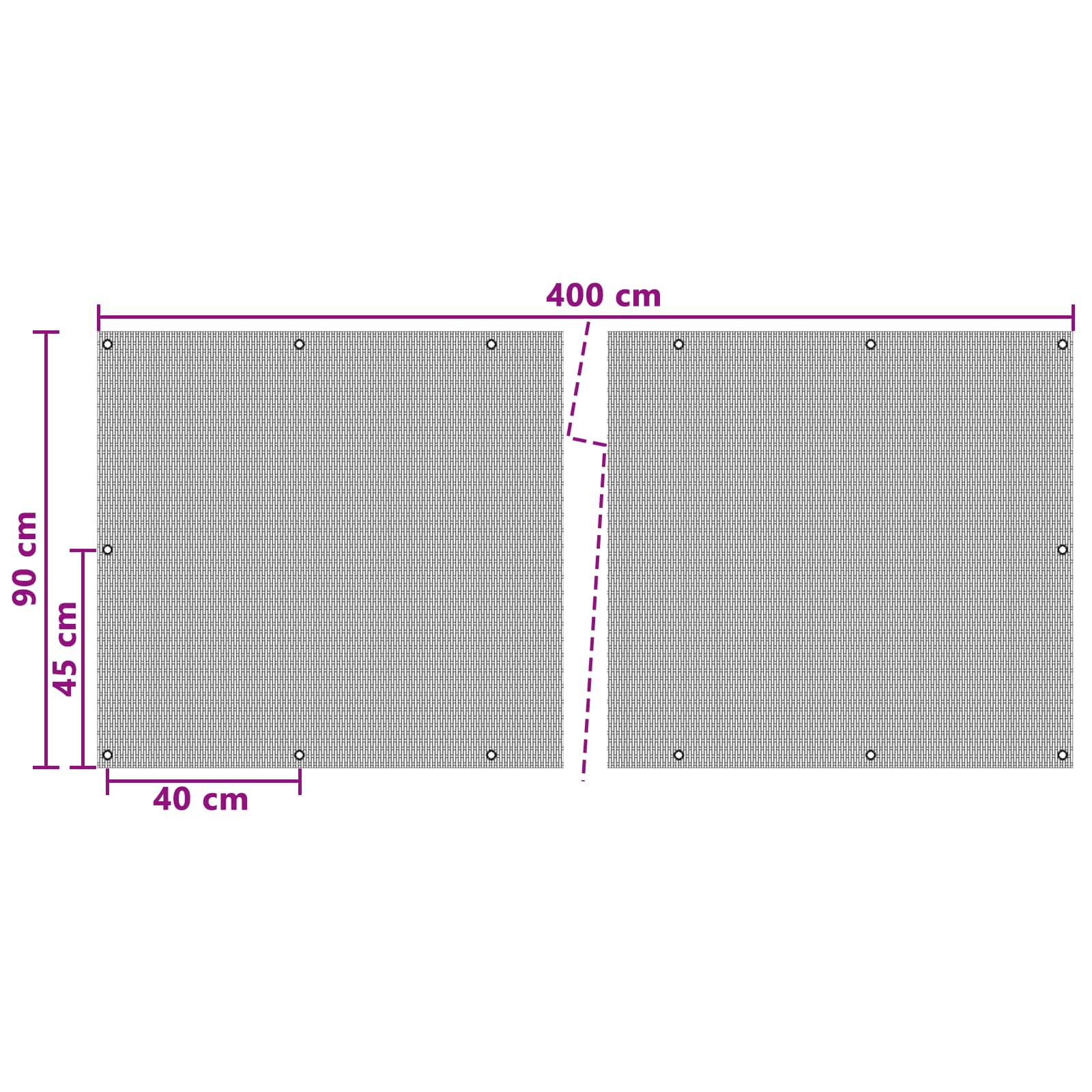 Schermo per Balcone con Occhielli Nero 400x90 cm Polyrattan