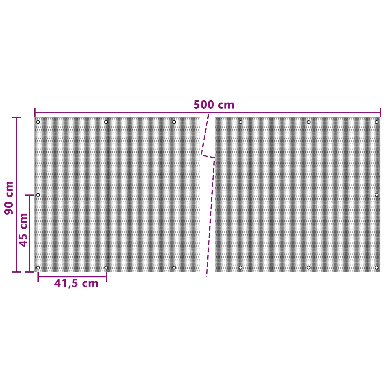 Schermo per Balcone in Polyrattan con Occhielli Nero 500x90 cm