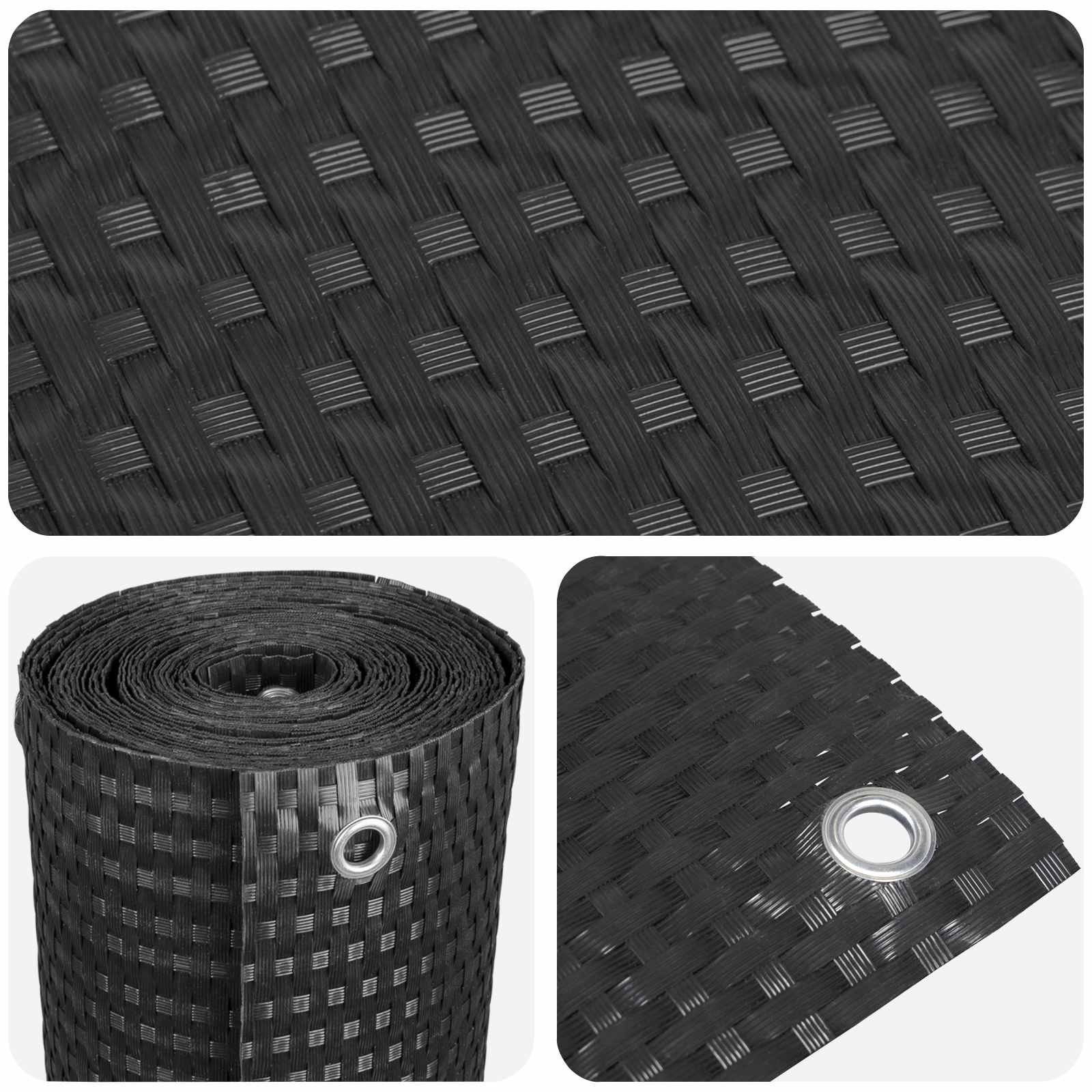 Schermo per Balcone con Occhielli Nero 500x100 cm Polyrattan
