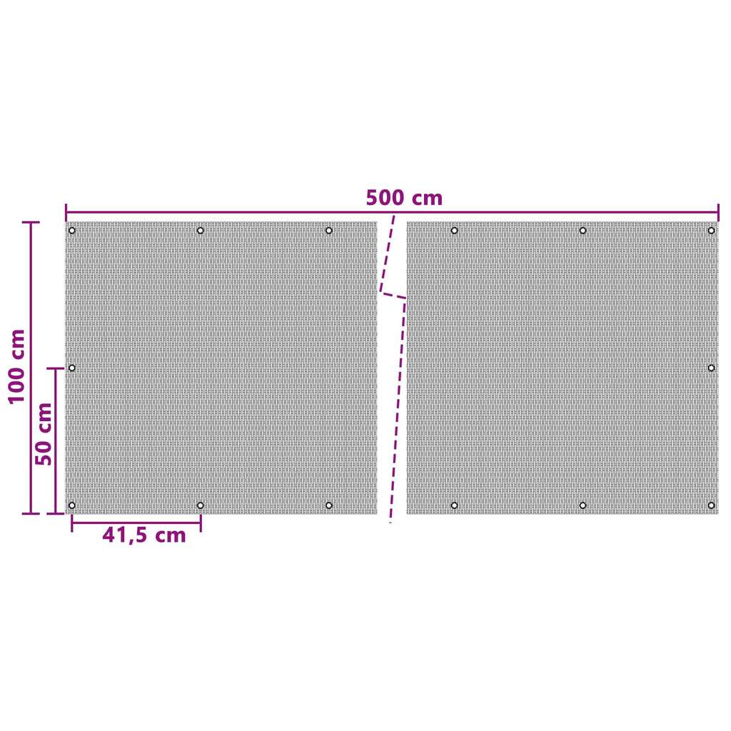 Schermo per Balcone con Occhielli Nero 500x100 cm Polyrattan