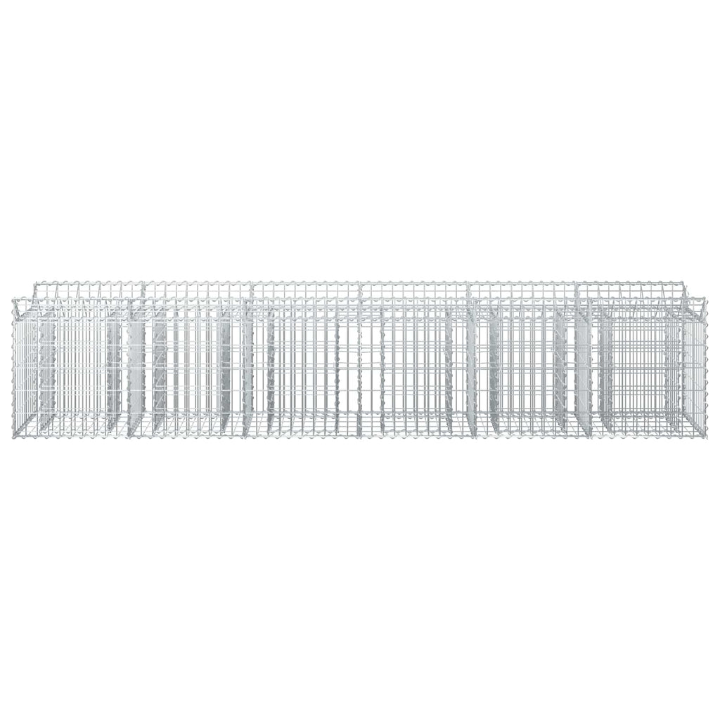 Letto rialzato in gabbione 2 pezzi argento 300x50x60 cm