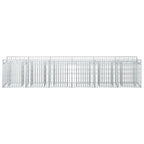 Letto rialzato in gabbione 2 pezzi argento 300x50x60 cm