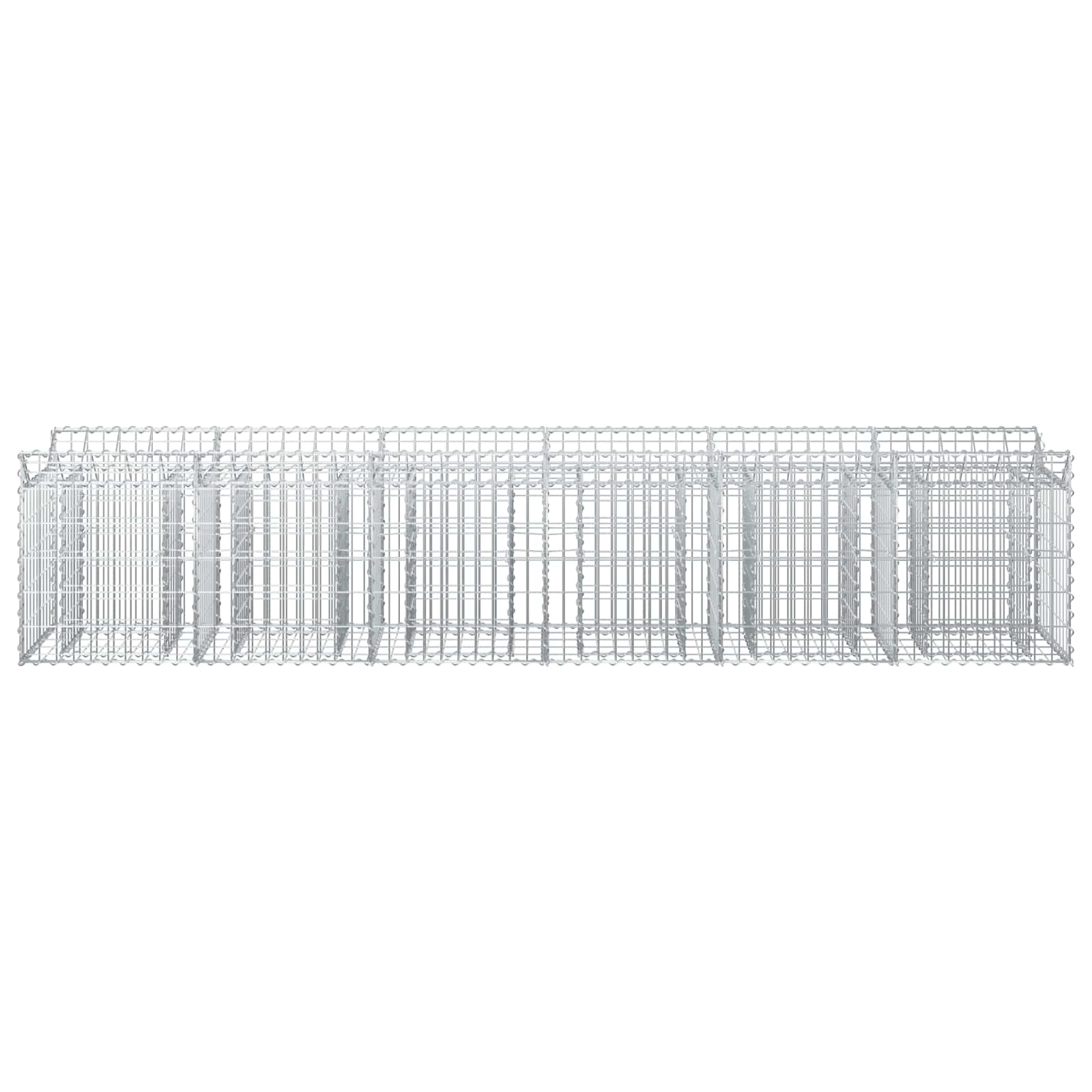 Letto rialzato in gabbione 2 pezzi argento 300x50x60 cm