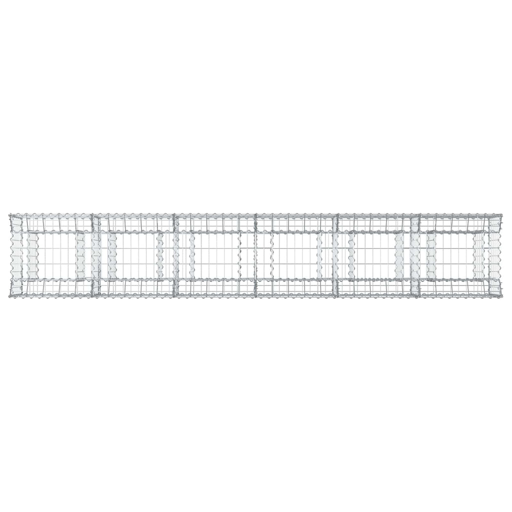 Letto rialzato in gabbione 2 pezzi argento 300x50x60 cm