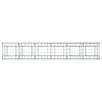 Letto rialzato in gabbione 2 pezzi argento 300x50x60 cm