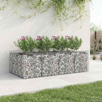 Letto Rialzato in Gabbione 2 pz Acciaio Zincato Argento 200x100x60 cm