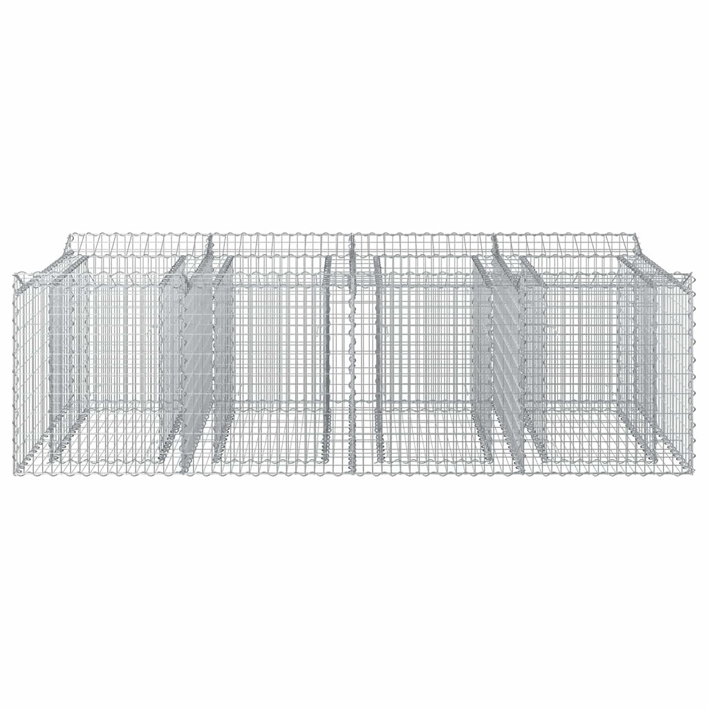Letto Rialzato in Gabbione 2 pz Acciaio Zincato Argento 200x100x60 cm