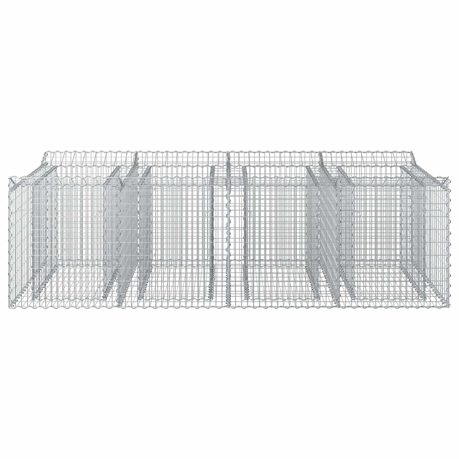 Letto Rialzato in Gabbione 2 pz Acciaio Zincato Argento 200x100x60 cm