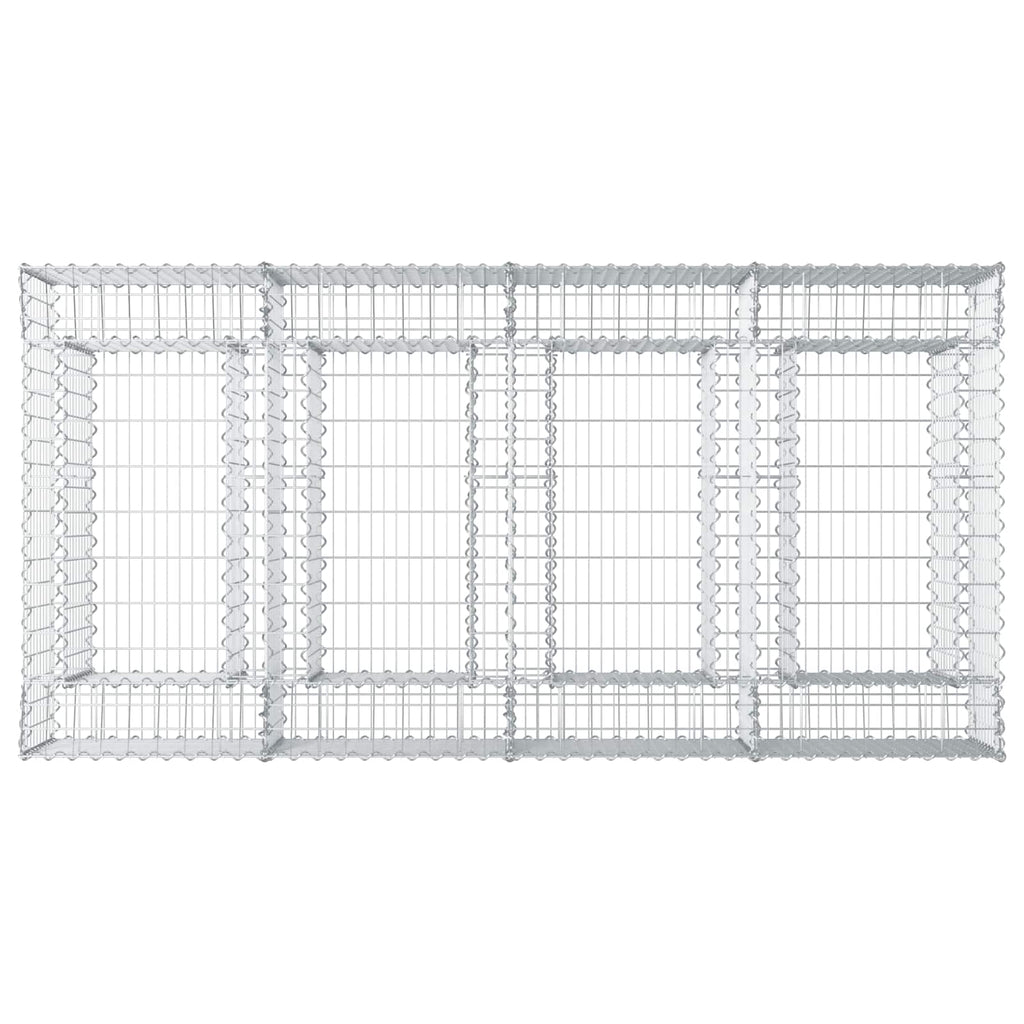 Letto Rialzato in Gabbione 2 pz Acciaio Zincato Argento 200x100x60 cm