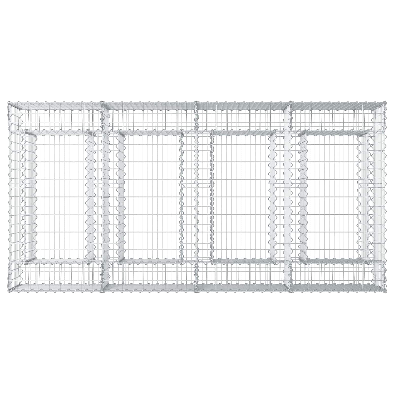 Letto Rialzato in Gabbione 2 pz Acciaio Zincato Argento 200x100x60 cm