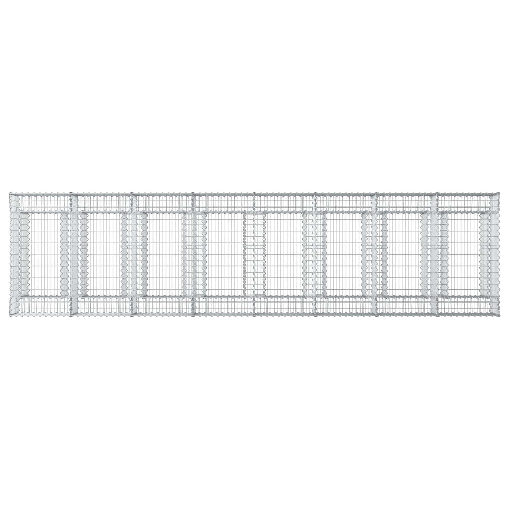 Letto rialzato in gabbione 3 pezzi argento - Acciaio zincato 400x100x60 cm