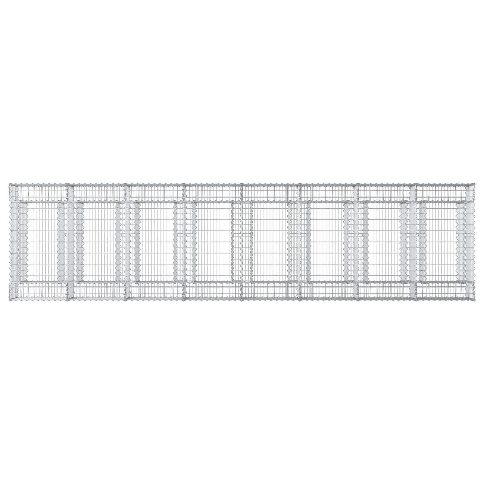 Letto rialzato in gabbione 3 pezzi argento - Acciaio zincato 400x100x60 cm