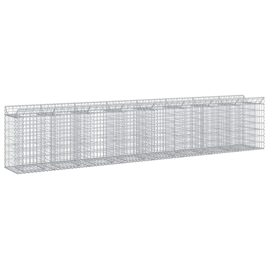 Letto rialzato in gabbione 3 pz Argento 400x50x80 cm