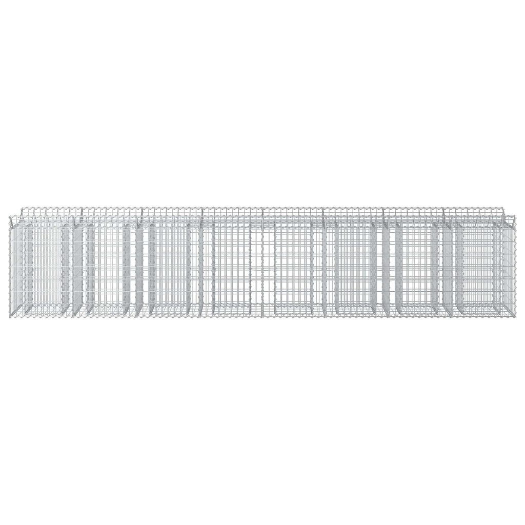 Letto rialzato in gabbione 3 pz Argento 400x50x80 cm