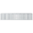Letto rialzato in gabbione 3 pz Argento 400x50x80 cm