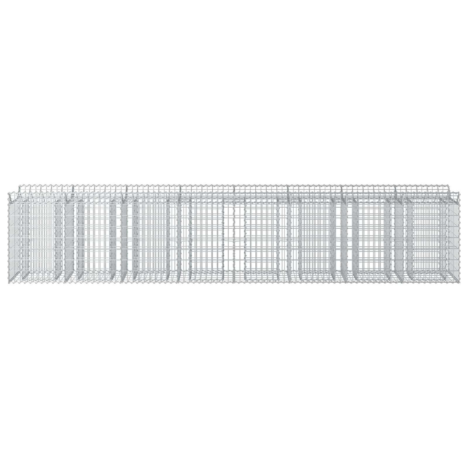 Letto rialzato in gabbione 3 pz Argento 400x50x80 cm