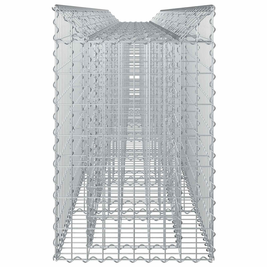 Letto rialzato in gabbione 3 pz Argento 400x50x80 cm