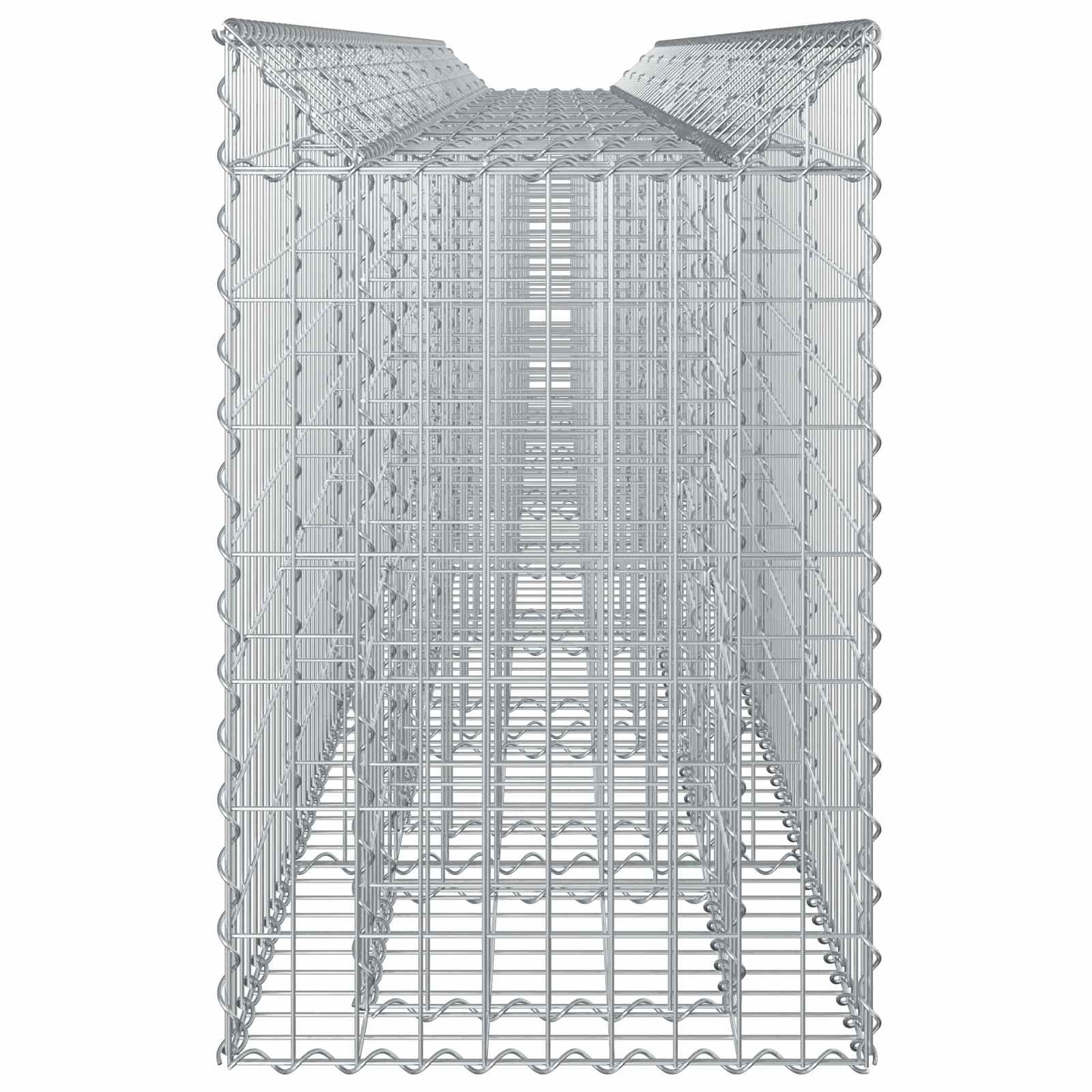 Letto rialzato in gabbione 3 pz Argento 400x50x80 cm