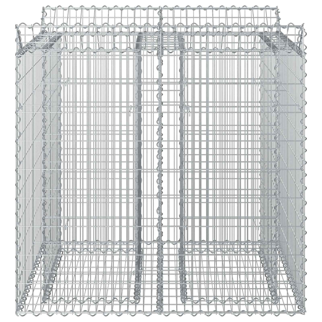Letto rialzato in gabbione 2 pezzi Argento Acciaio zincato 100x100x100 cm