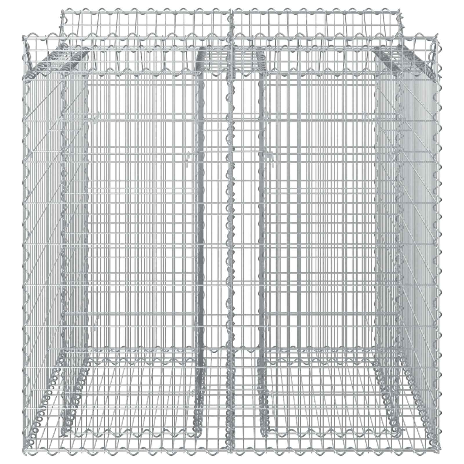 Letto rialzato in gabbione 2 pezzi Argento Acciaio zincato 100x100x100 cm