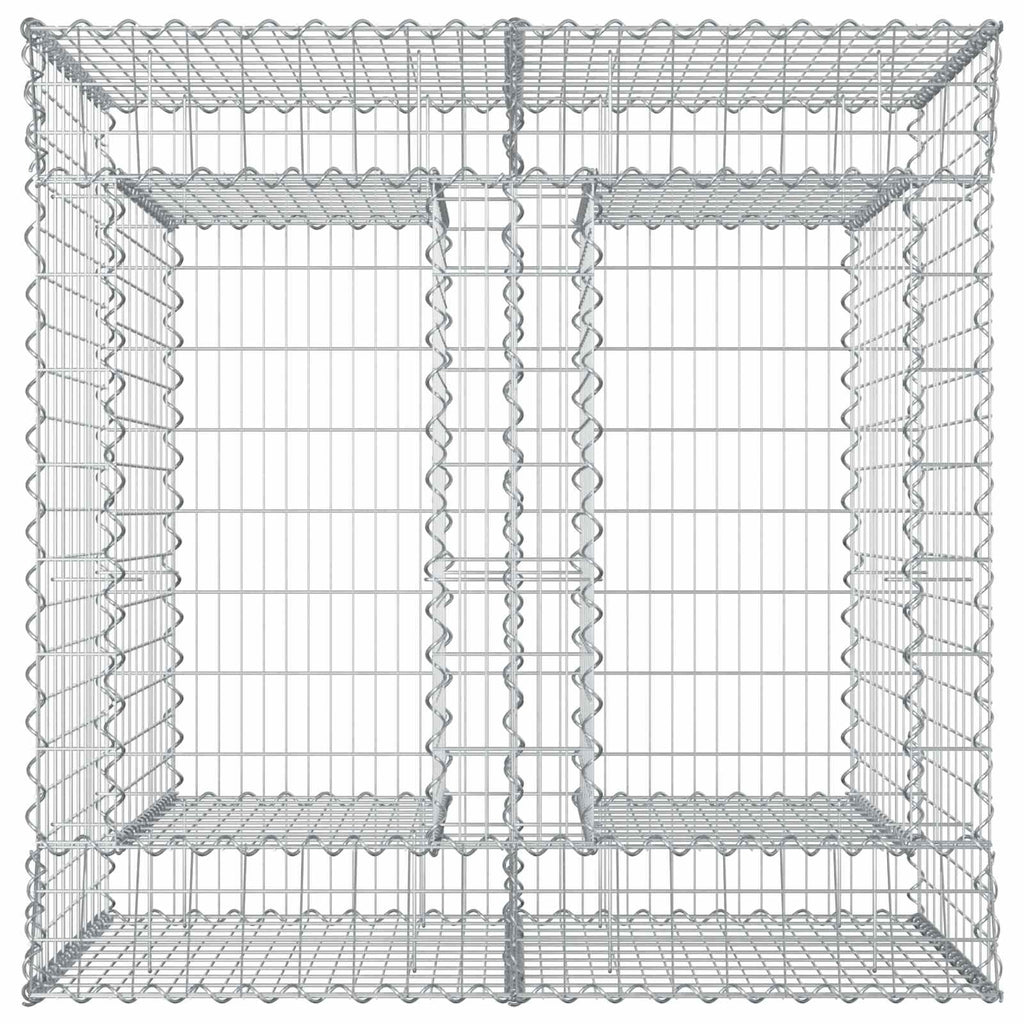 Letto rialzato in gabbione 2 pezzi Argento Acciaio zincato 100x100x100 cm