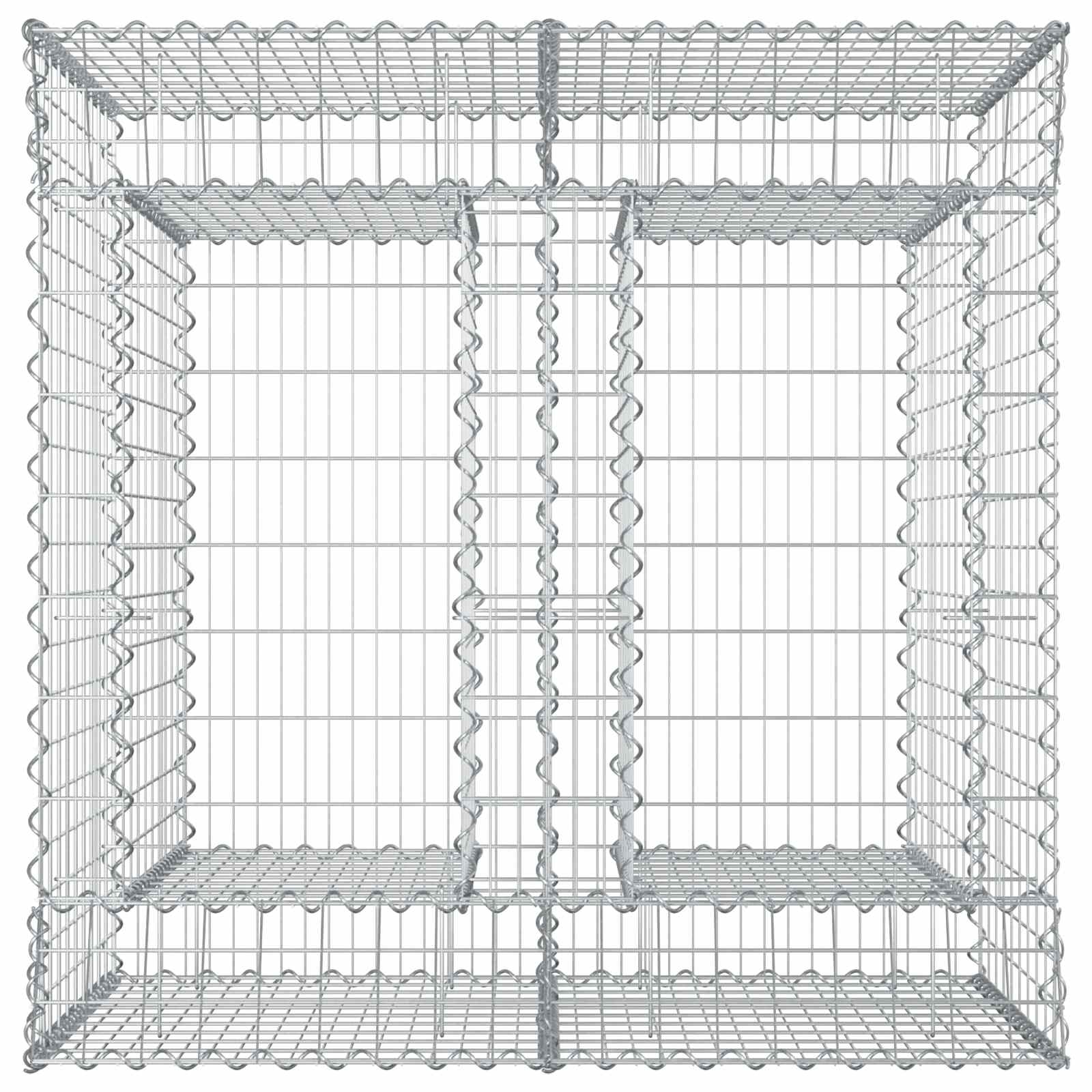 Letto rialzato in gabbione 2 pezzi Argento Acciaio zincato 100x100x100 cm