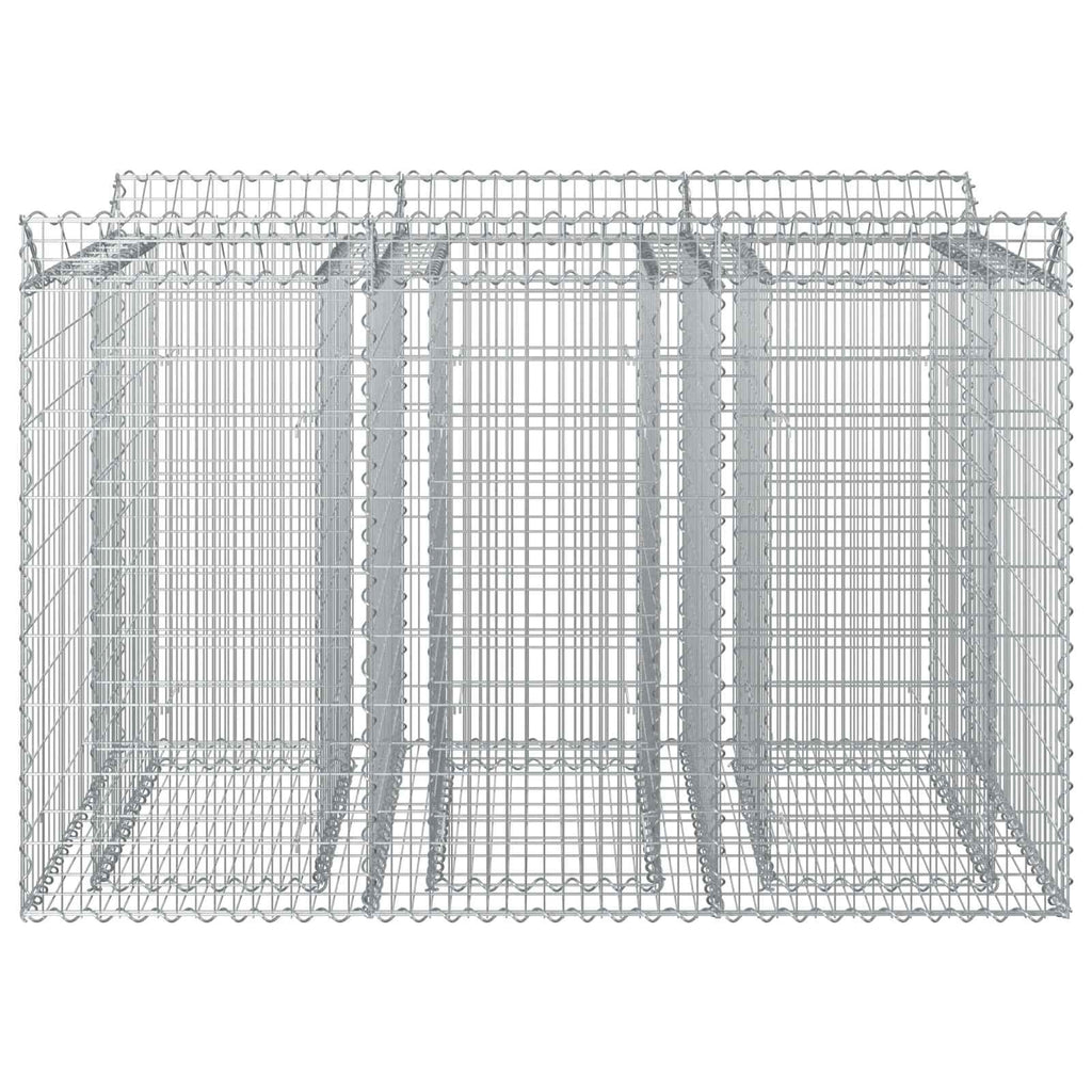 Letto rialzato in gabbione 2 pezzi argento 150x100x100 cm
