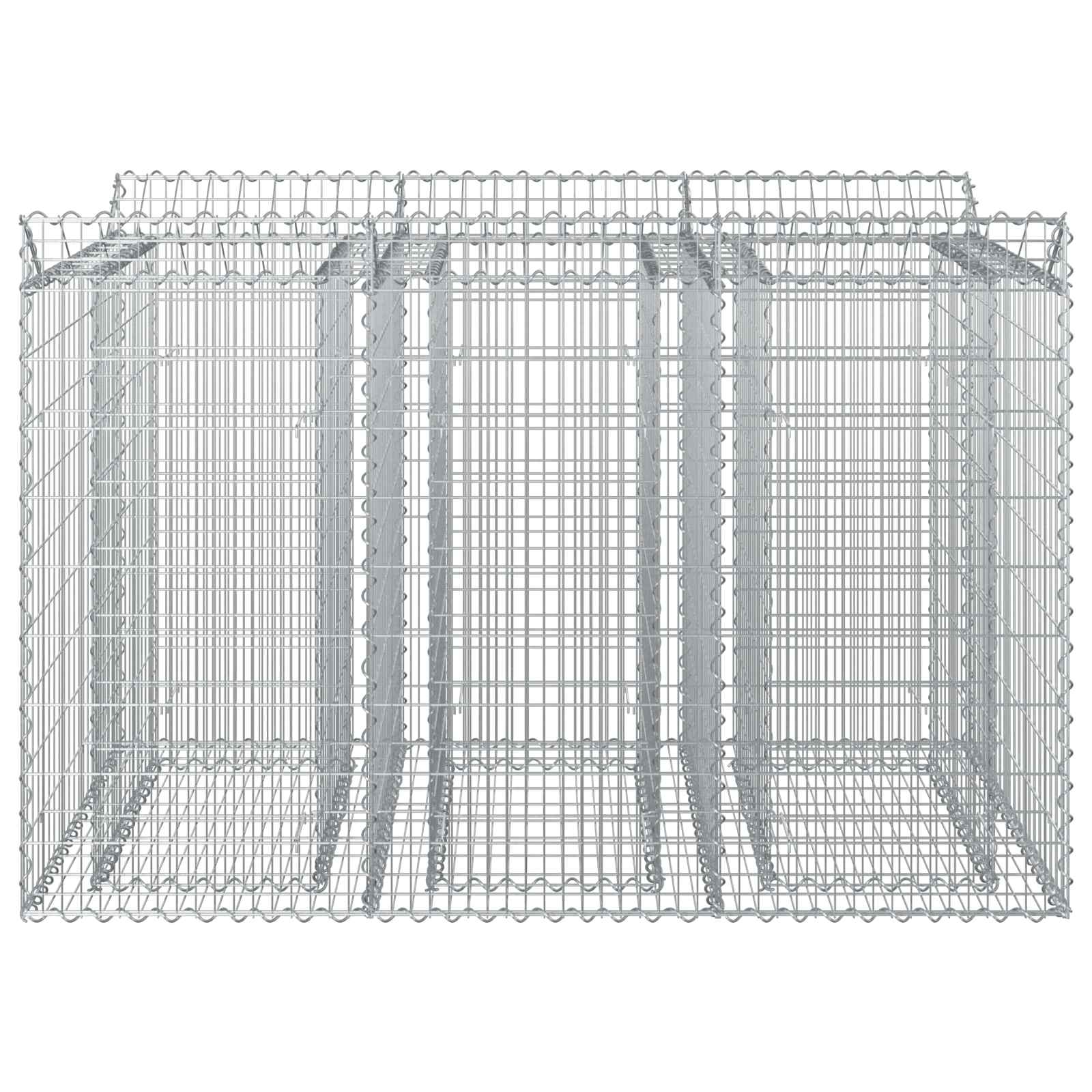 Letto rialzato in gabbione 2 pezzi argento 150x100x100 cm