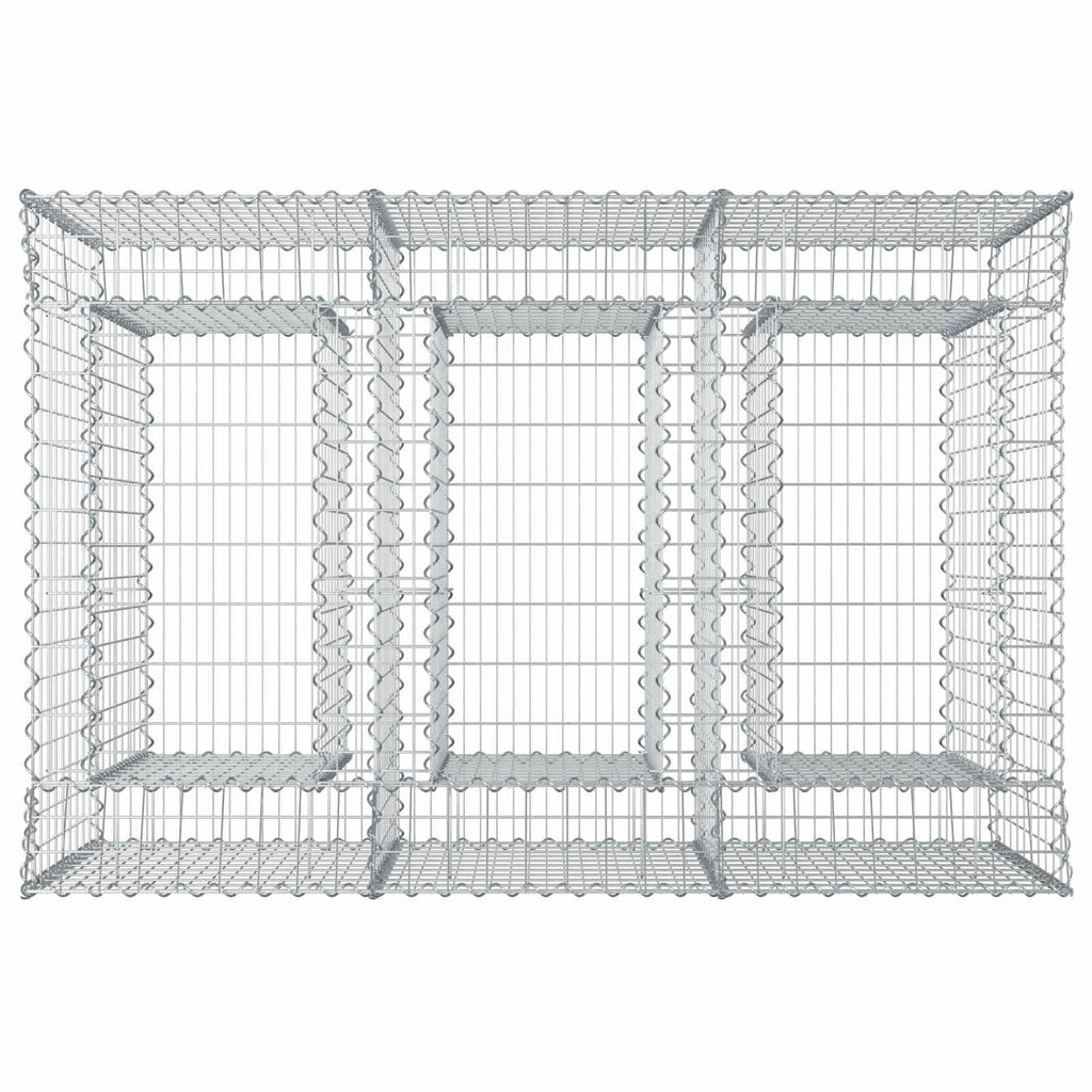 Letto rialzato in gabbione 2 pezzi argento 150x100x100 cm