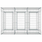 Letto rialzato in gabbione 2 pezzi argento 150x100x100 cm
