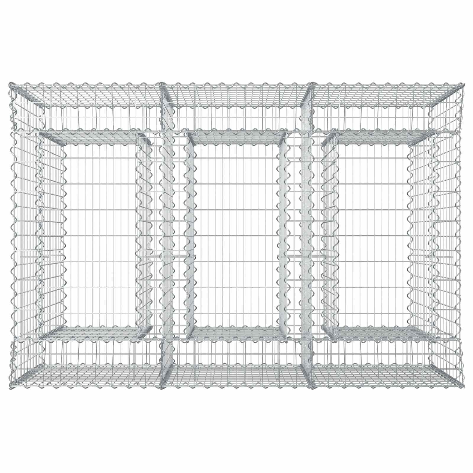 Letto rialzato in gabbione 2 pezzi argento 150x100x100 cm