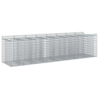 Letto rialzato in gabbione 4 pezzi argento 400x100x100 cm acciaio zincato