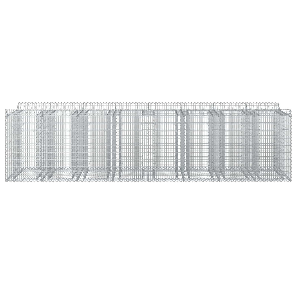Letto rialzato in gabbione 4 pezzi argento 400x100x100 cm acciaio zincato