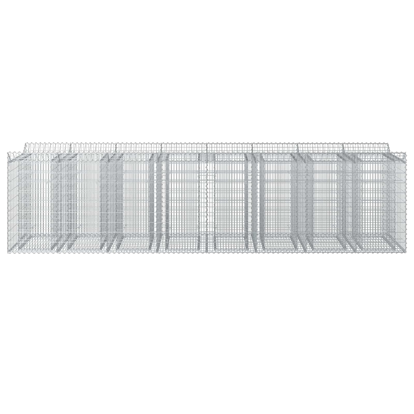 Letto rialzato in gabbione 4 pezzi argento 400x100x100 cm acciaio zincato