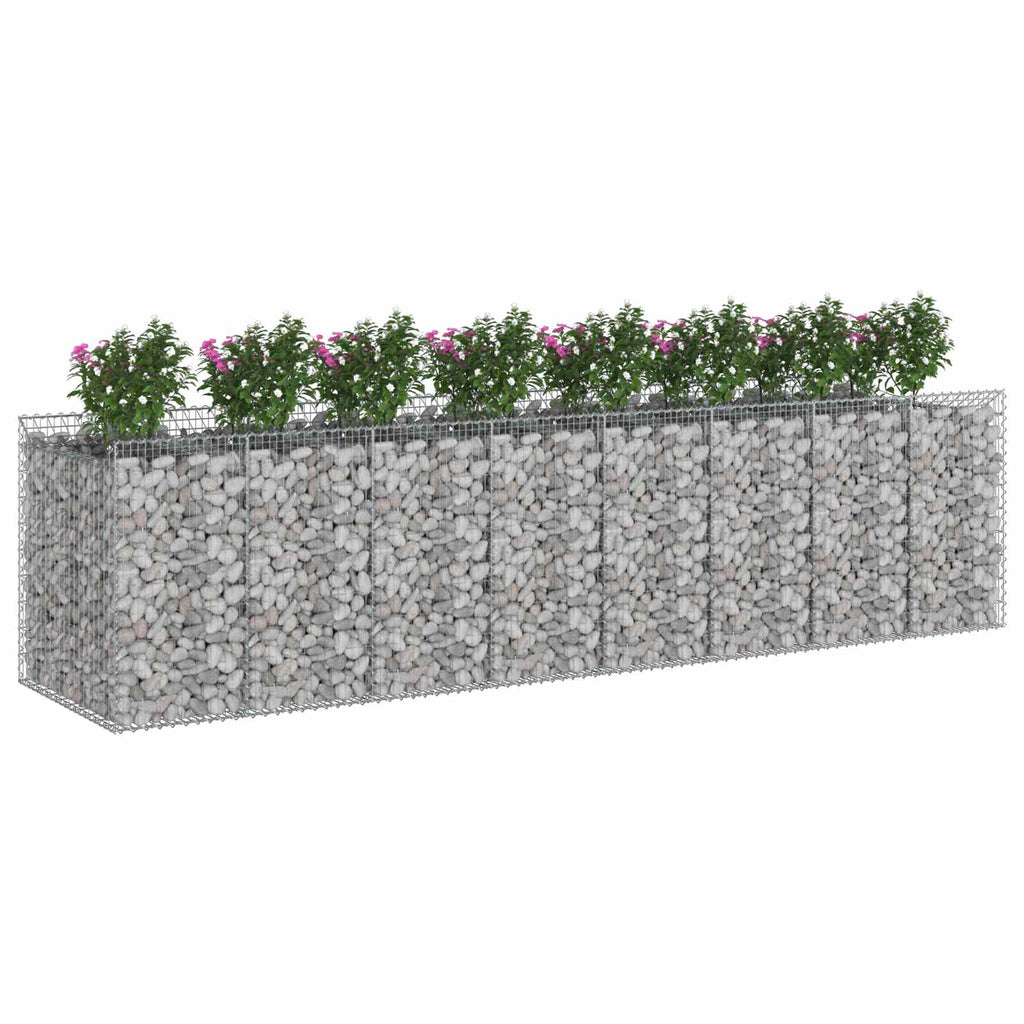 Letto rialzato in gabbione 4 pezzi argento 400x100x100 cm acciaio zincato