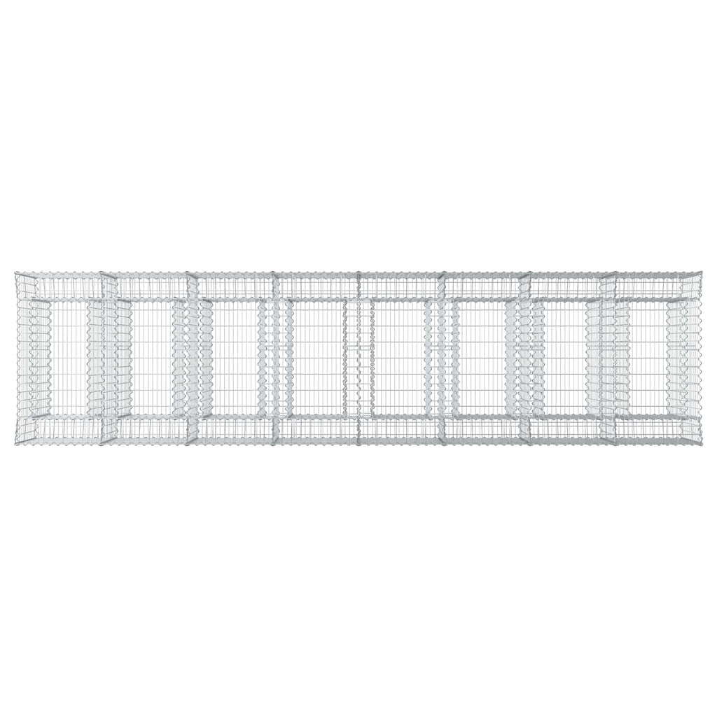 Letto rialzato in gabbione 4 pezzi argento 400x100x100 cm acciaio zincato