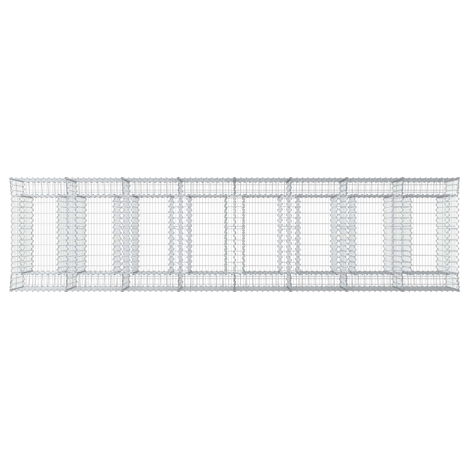 Letto rialzato in gabbione 4 pezzi argento 400x100x100 cm acciaio zincato