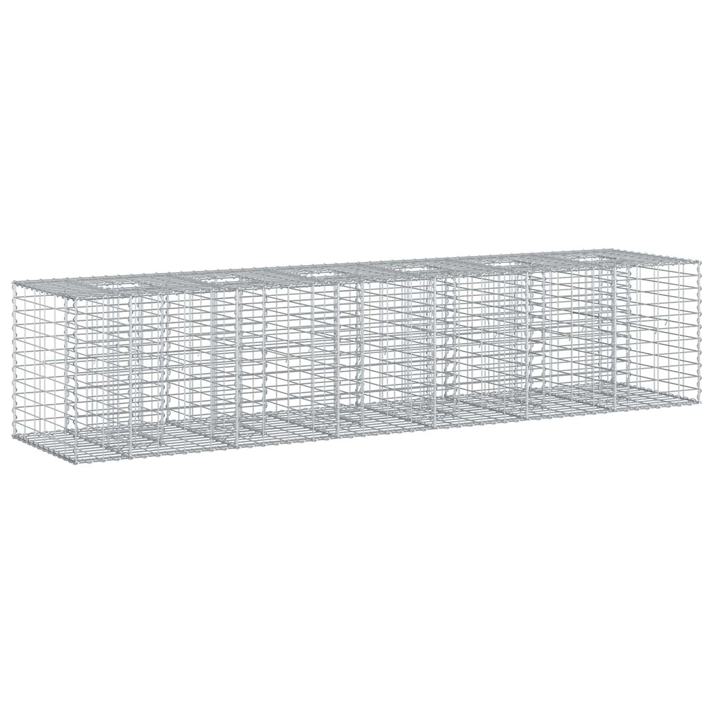 Letto rialzato in gabbione 2 pezzi acciaio galvanizzato argento 260 x 60 x 55 cm