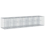 Letto rialzato in gabbione 2 pezzi acciaio galvanizzato argento 260 x 60 x 55 cm