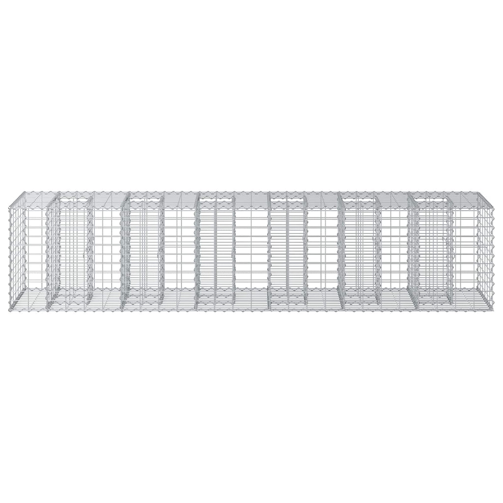 Letto rialzato in gabbione 2 pezzi acciaio galvanizzato argento 260 x 60 x 55 cm