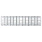 Letto rialzato in gabbione 2 pezzi acciaio galvanizzato argento 260 x 60 x 55 cm