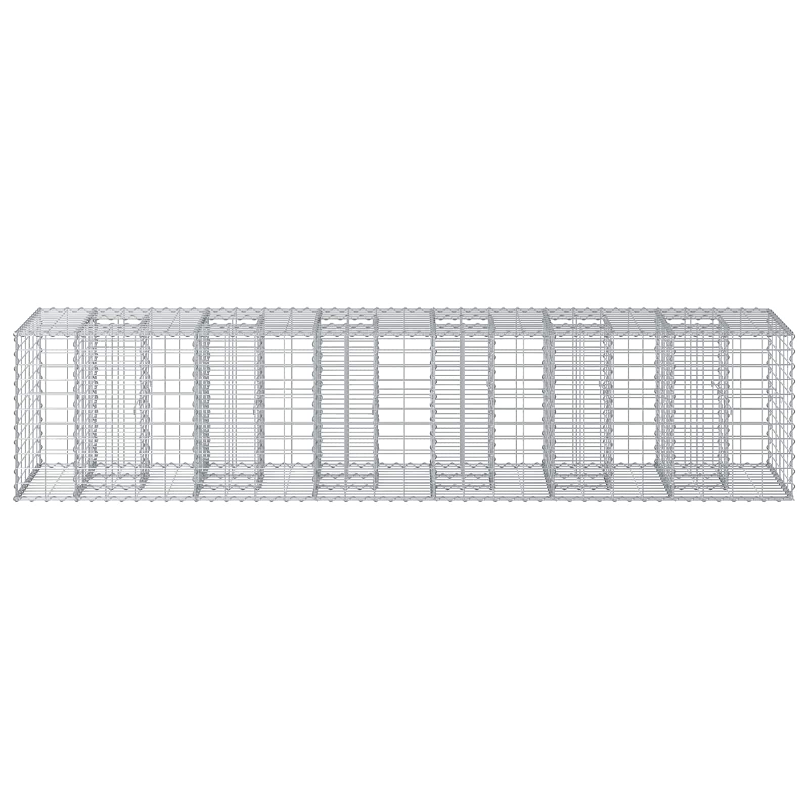 Letto rialzato in gabbione 2 pezzi acciaio galvanizzato argento 260 x 60 x 55 cm