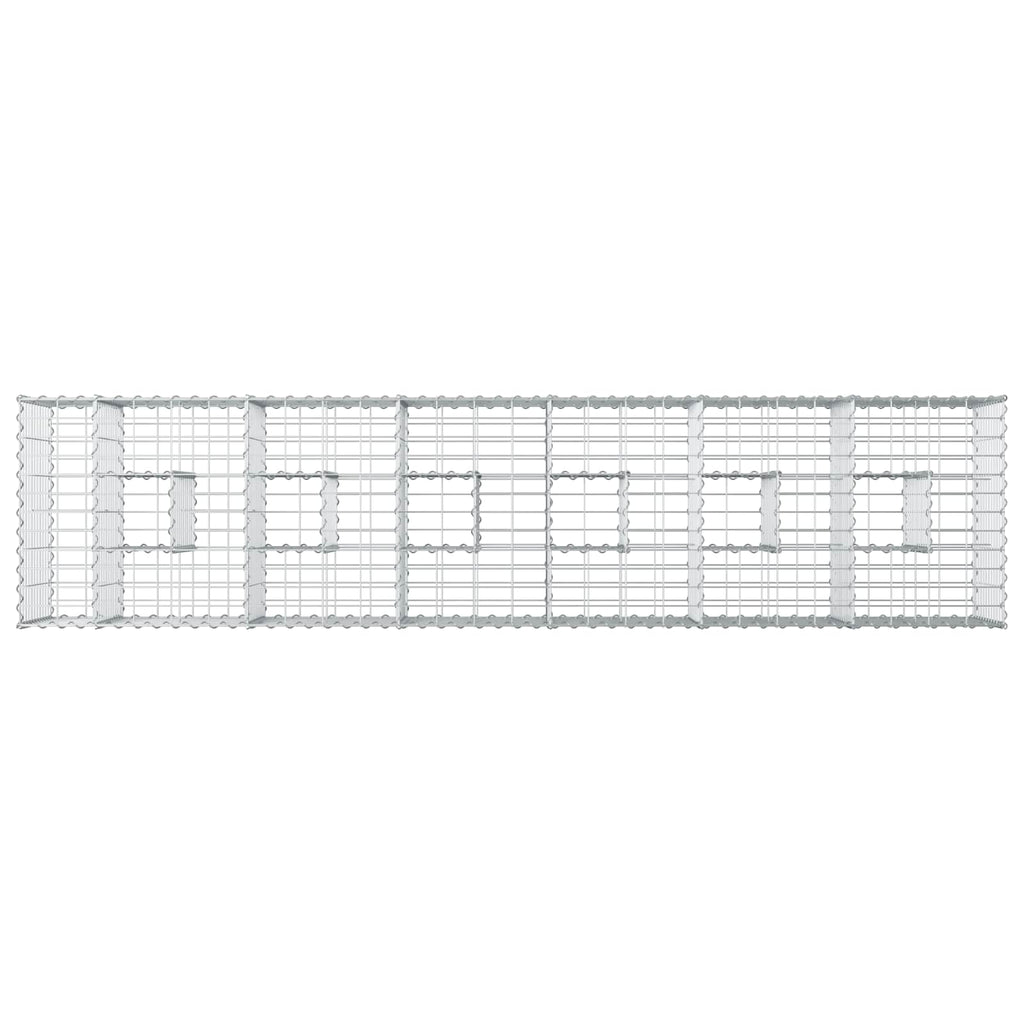 Letto rialzato in gabbione 2 pezzi acciaio galvanizzato argento 260 x 60 x 55 cm